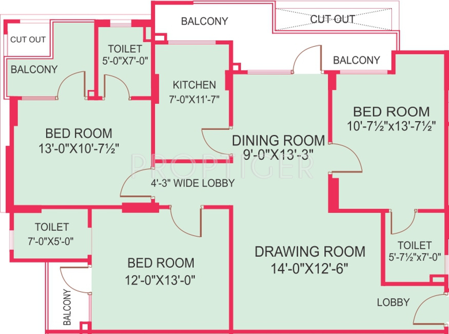 Gurupragya Gurushikhar (3BHK+3T (1,585 sq ft) 1585 sq ft)