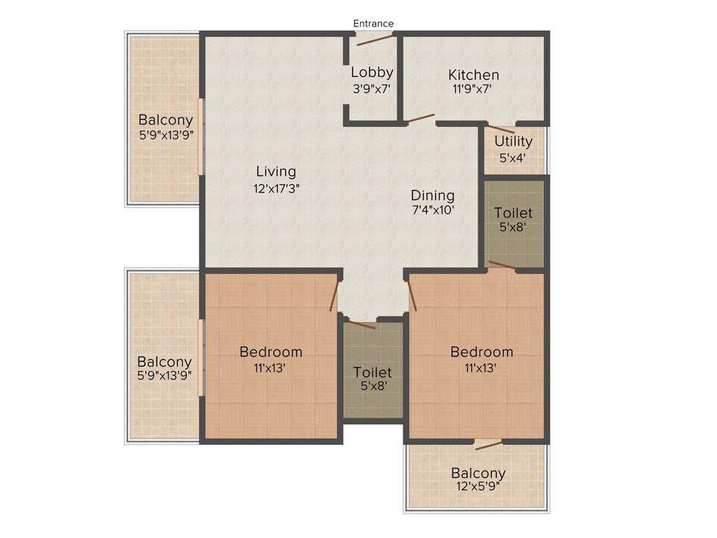 Janani Radiance (2BHK+2T (1,078 sq ft) 1078 sq ft)