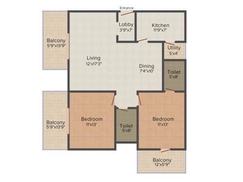 Janani Radiance (2BHK+2T (1,078 sq ft) 1078 sq ft) Janani Radiance (2BHK+2T (1,078 sq ft) 1078 sq ft)