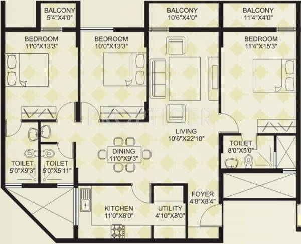 Plama Grande (3BHK+3T (1,570 sq ft) 1570 sq ft) Plama Grande (3BHK+3T (1,570 sq ft) 1570 sq ft)