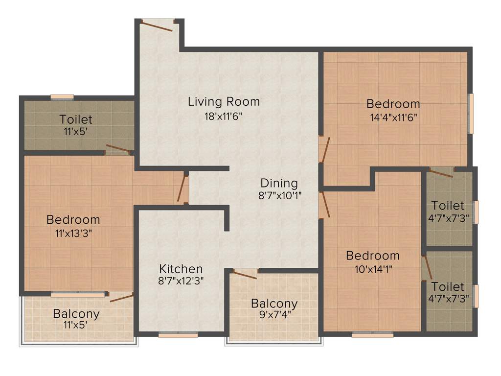 Kotecha Royal Florence (3BHK+3T (1,691 sq ft) 1691 sq ft)