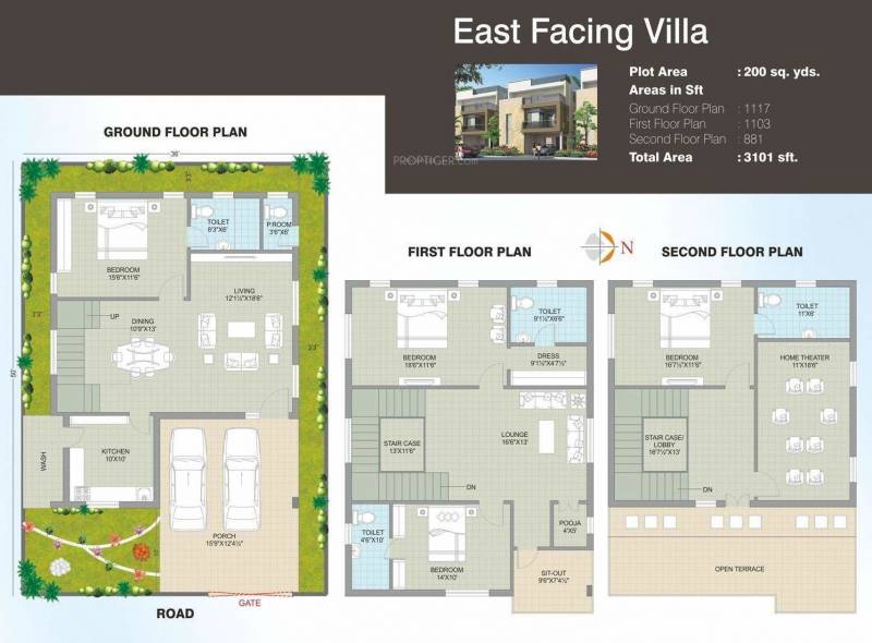 Sumashaila Developers Vaddepally Enclave Villas (4BHK+4T (3,101 sq ft) + Pooja Room 3101 sq ft)