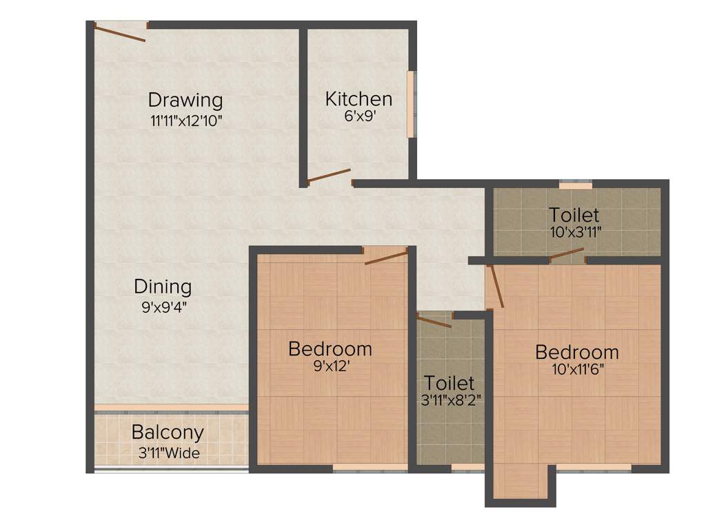 Hans Rezidency (2BHK+2T (995 sq ft) 995 sq ft)