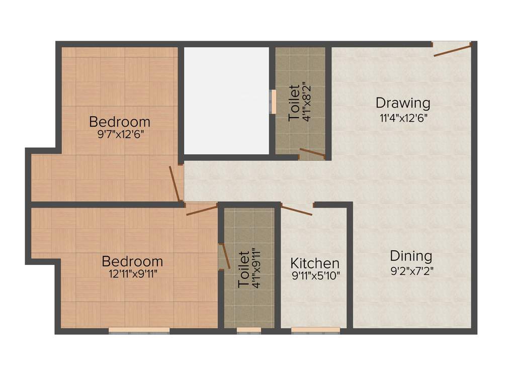 Hans Rezidency (2BHK+2T (1,087 sq ft) 1087 sq ft)