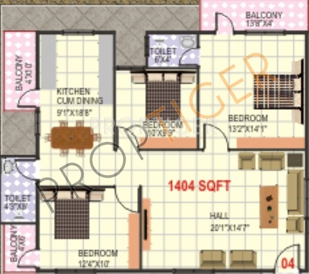 PNR SLV Flora (3BHK+2T (1,404 sq ft) 1404 sq ft) PNR SLV Flora (3BHK+2T (1,404 sq ft) 1404 sq ft)