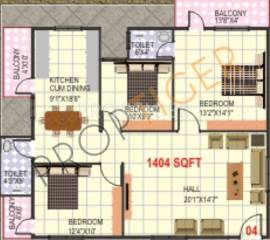PNR SLV Flora (3BHK+2T (1,404 sq ft) 1404 sq ft) PNR SLV Flora (3BHK+2T (1,404 sq ft) 1404 sq ft)