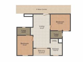 Rajparis Sarovar (2BHK+2T (874 sq ft) 874 sq ft)