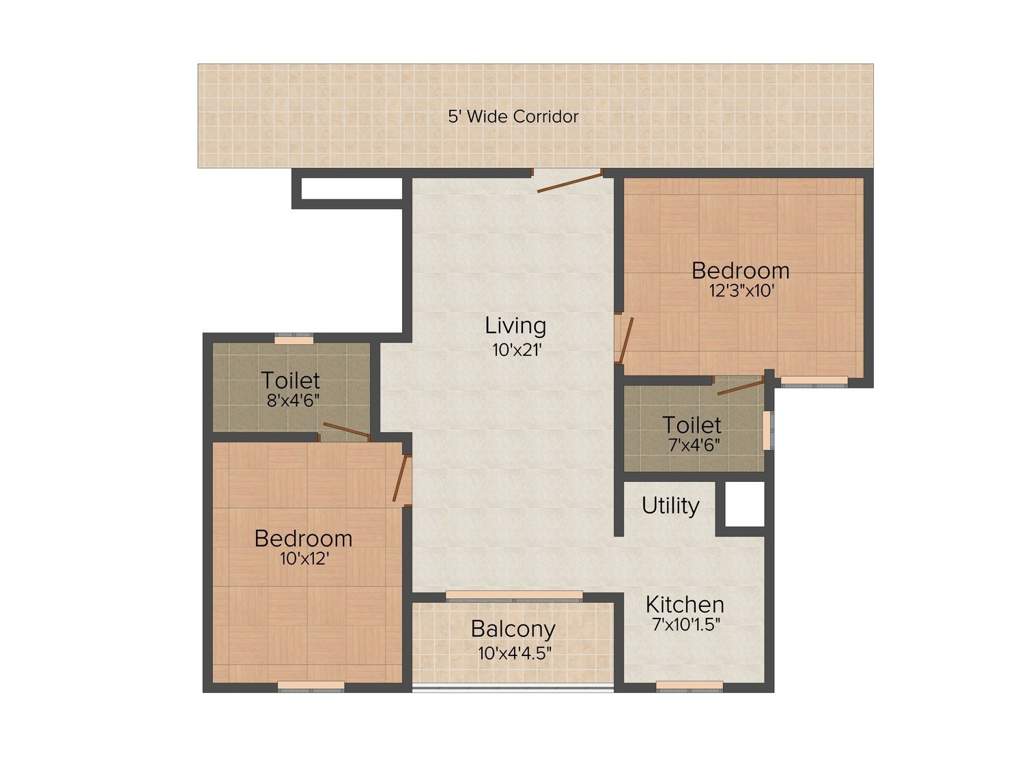 Rajparis Sarovar (2BHK+2T (874 sq ft) 874 sq ft)