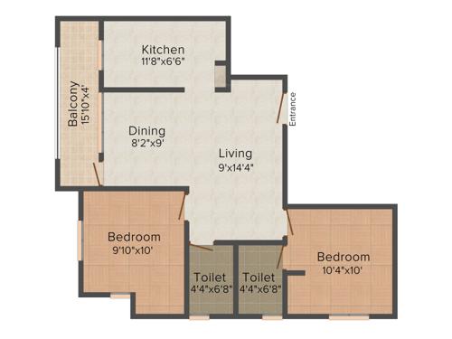 Natwest Ultra 2BHK+2T (930 sq ft) Natwest Ultra 2BHK+2T (930 sq ft)