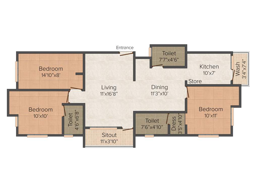 Natwest Ultra 3BHK+3T (1,375 sq ft)