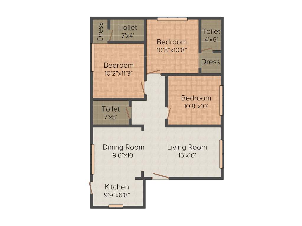 Pride Orchid Residency (3BHK+2T (1,200 sq ft) 1200 sq ft)