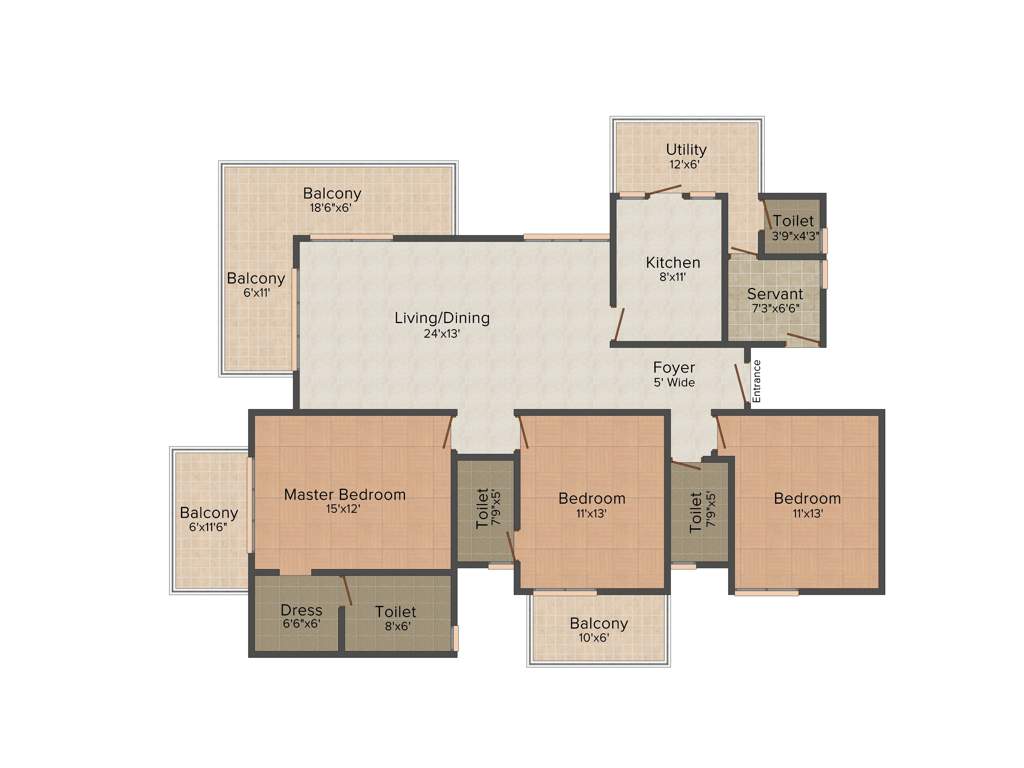 Ansal Amantre (3BHK+4T (2,120 sq ft) + Servant Room 2120 sq ft)