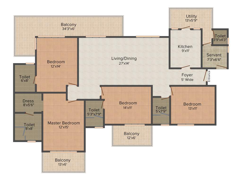 Ansal Amantre (4BHK+5T (2,665 sq ft) + Servant Room 2665 sq ft)