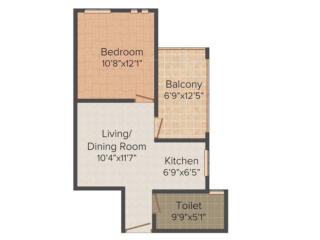 Enrico Gold Edge Village (1BHK+1T (735 sq ft) 735 sq ft)