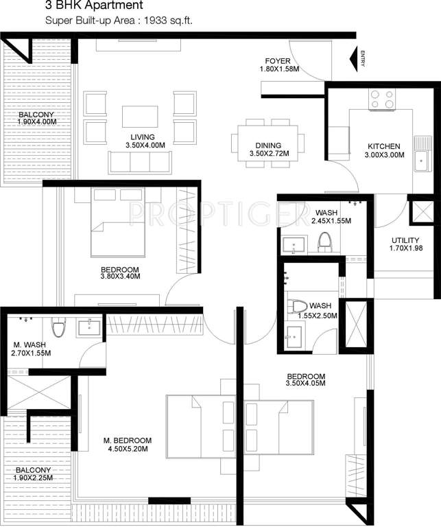 Godrej United (3BHK+3T (1,933 sq ft) 1933 sq ft)