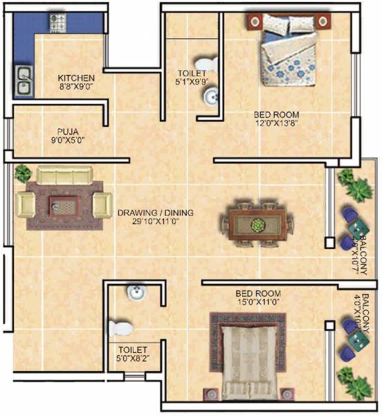 PDN Exotica (2BHK+2T (1,630 sq ft) + Pooja Room 1630 sq ft) PDN Exotica (2BHK+2T (1,630 sq ft) + Pooja Room 1630 sq ft)