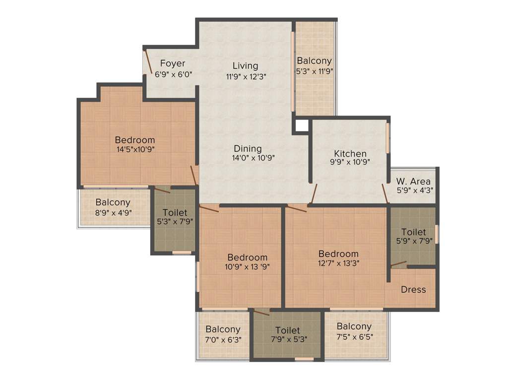 Heera Skygolf (3BHK+3T (1,905 sq ft) 1905 sq ft)