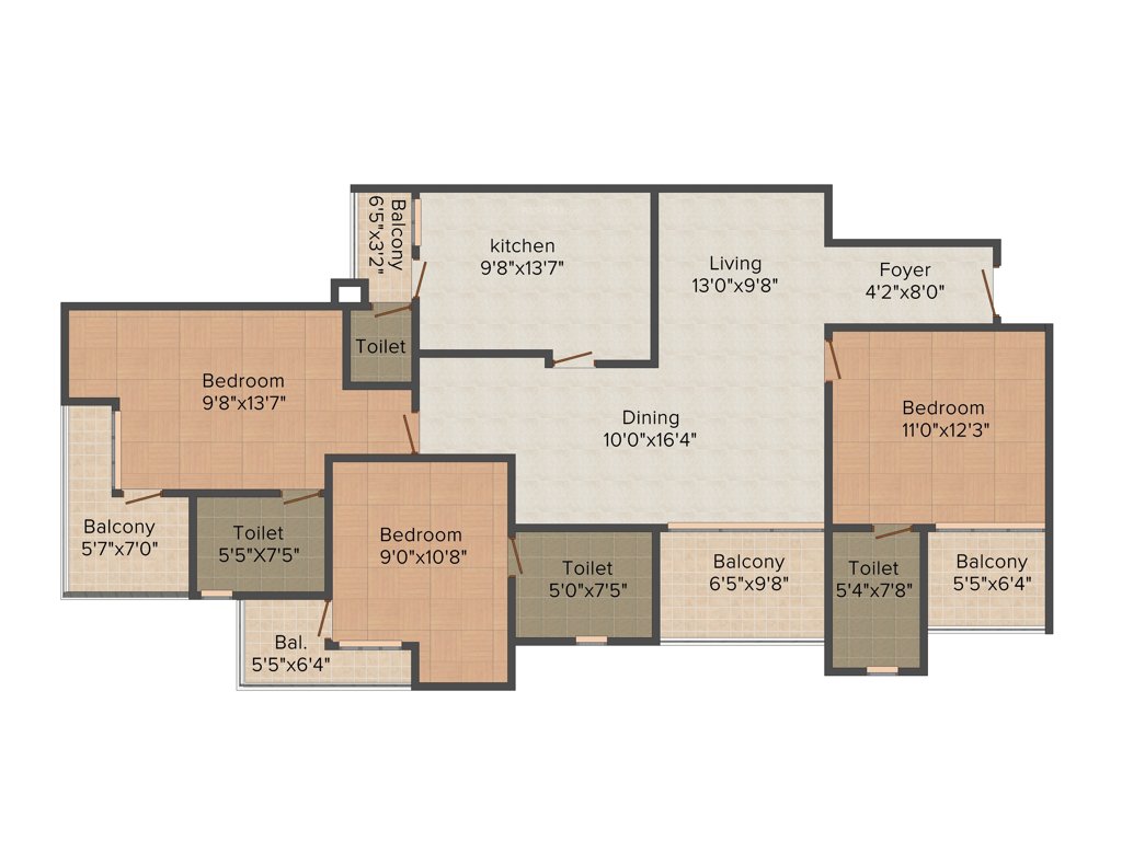 Heera Skygolf (3BHK+3T (1,784 sq ft) 1784 sq ft)