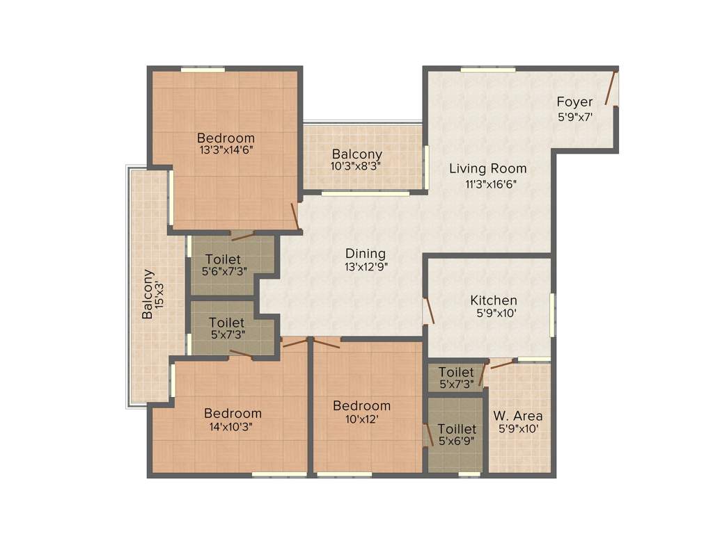 Heera Windfaire Heights (3BHK+4T (2,008 sq ft) 2008 sq ft)