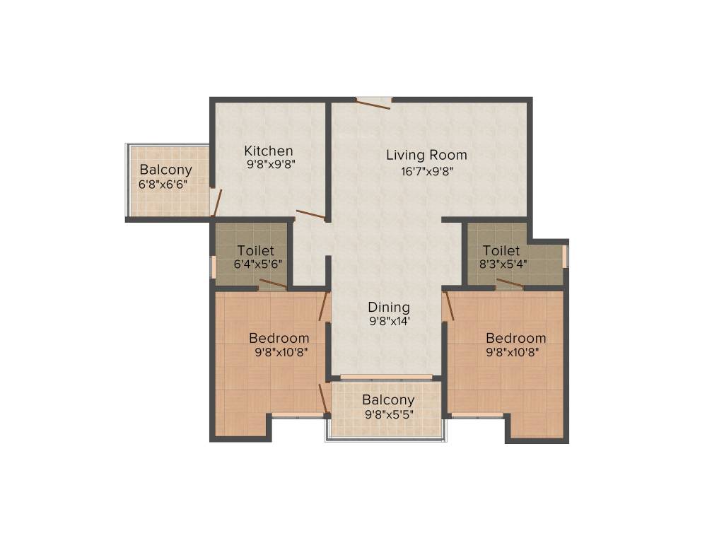 Heera 4 Pillars (2BHK+2T (1,145 sq ft) 1145 sq ft)