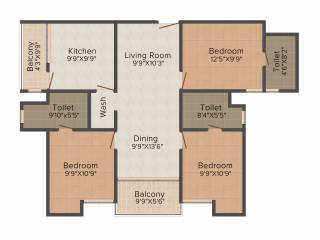 Heera 4 Pillars (3BHK+3T (1,274 sq ft) 1274 sq ft)