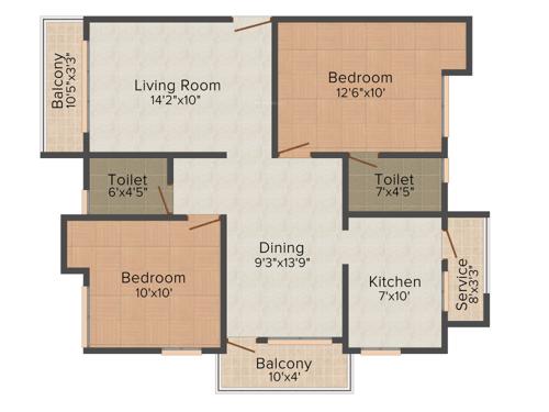  Shreyas (2BHK+2T (1,050 sq ft) 1050 sq ft)