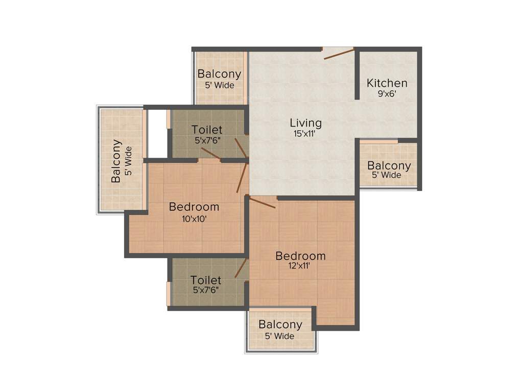 Vihaan Golf Bay (2BHK+2T (990 sq ft) 990 sq ft)