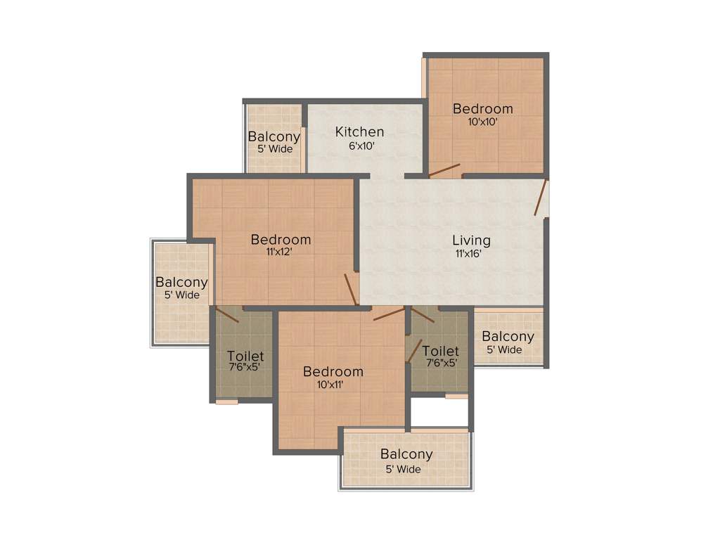 Vihaan Golf Bay (3BHK+2T (1,196 sq ft) 1196 sq ft)