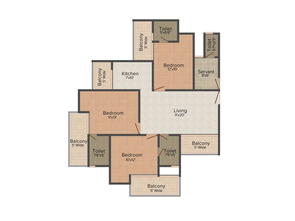 Vihaan Golf Bay (3BHK+4T (1,624 sq ft) Servant Room 1624 sq ft)