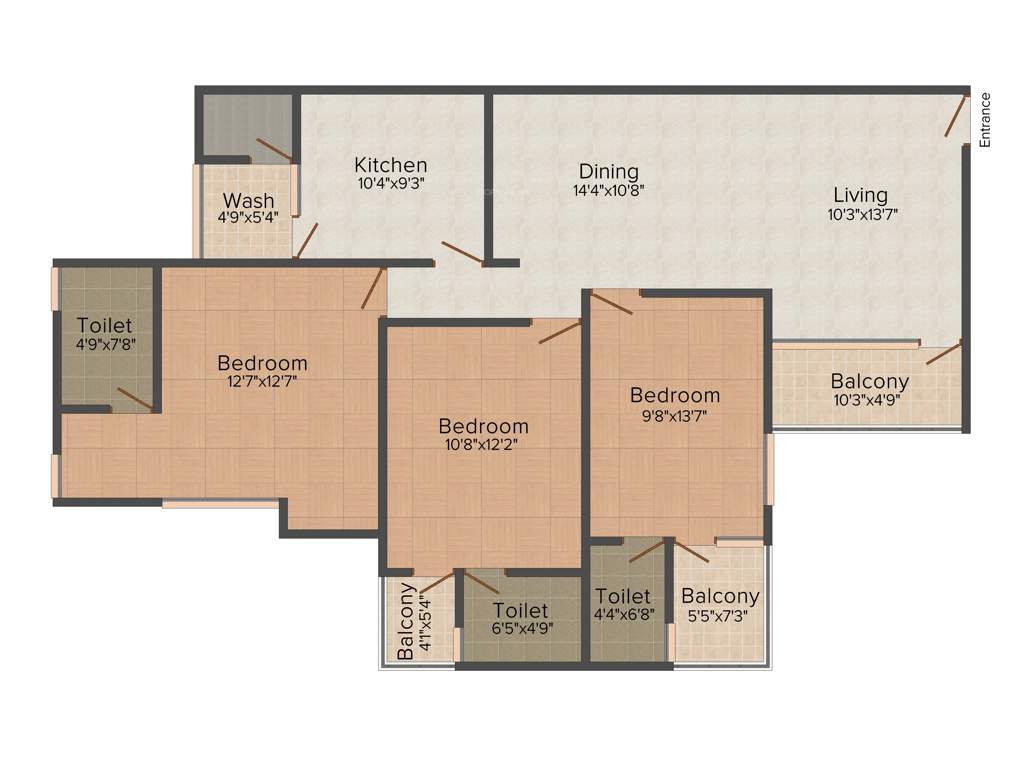 Heera Swiss Town (3BHK+3T (1,570 sq ft) 1570 sq ft)