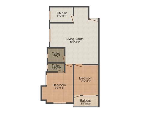 Roytech Group Urban Essence 2BHK+2T (1,115 sq ft)