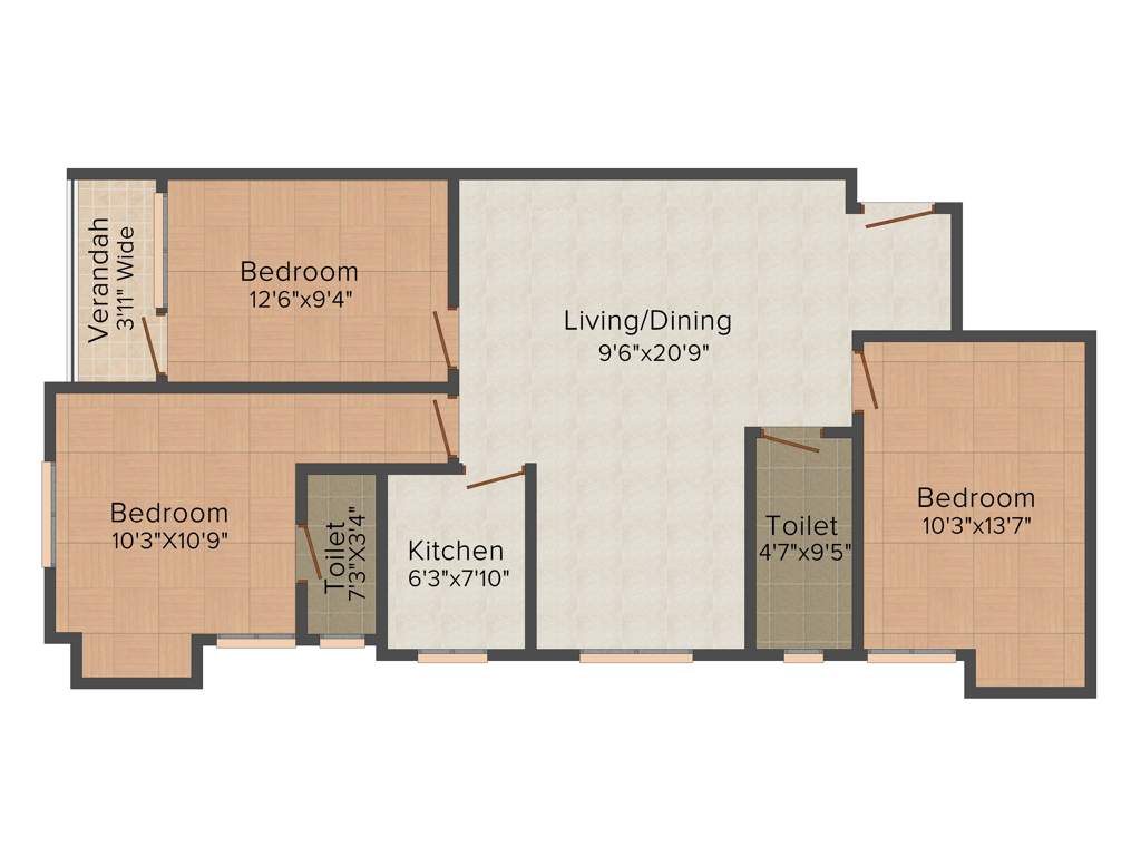 Roytech Group Urban Essence 3BHK+2T (1,400 sq ft)