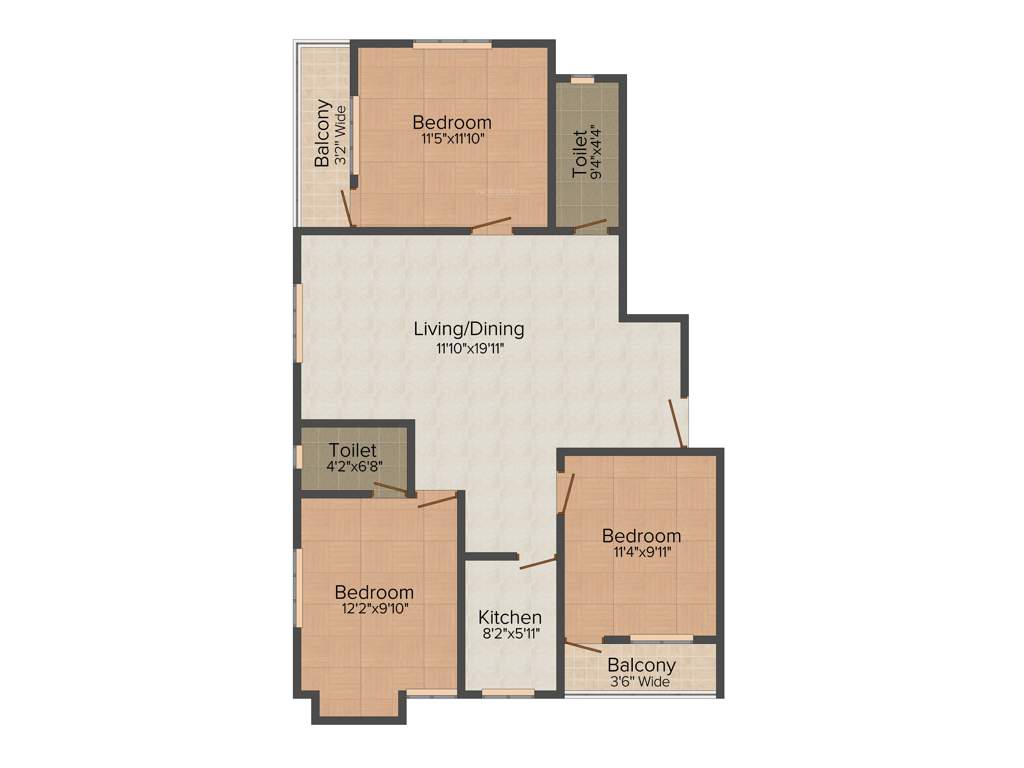 Roytech Group Urban Essence 3BHK+2T (1,500 sq ft)