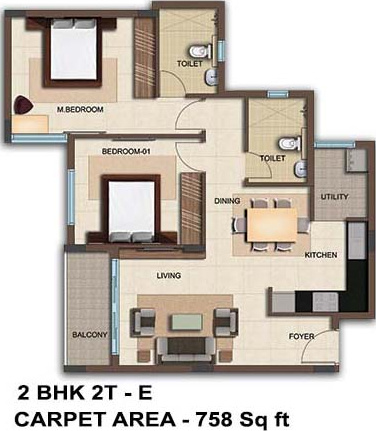Bren Woods (2BHK+2T (1,065 sq ft) 1065 sq ft)