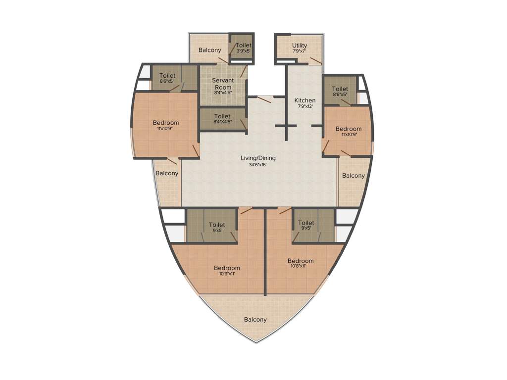 Jaypee Tiara Tower (4BHK+4T (2,906 sq ft) 2906 sq ft)