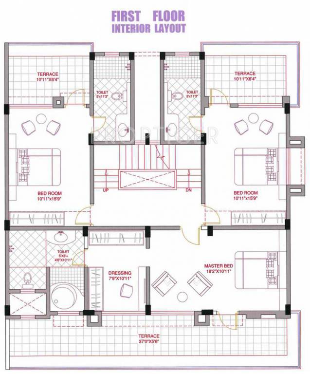 First Floor Plan (4BHK+4T) Mont Vert Tranquille First Floor Plan (4BHK+4T)