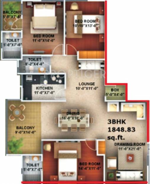 Amna Rolex Estate (3BHK+3T (1,600 sq ft) 1600 sq ft)