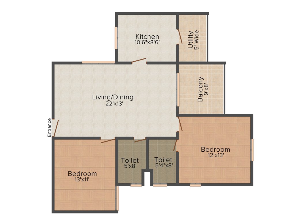 Ark Cloud City (2BHK+2T (1,185 sq ft) 1185 sq ft)