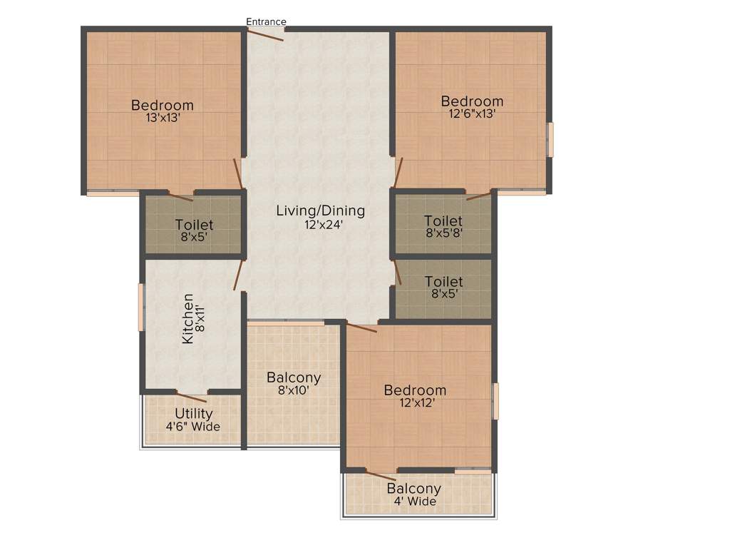 Ark Cloud City (3BHK+3T (1,565 sq ft) 1565 sq ft)