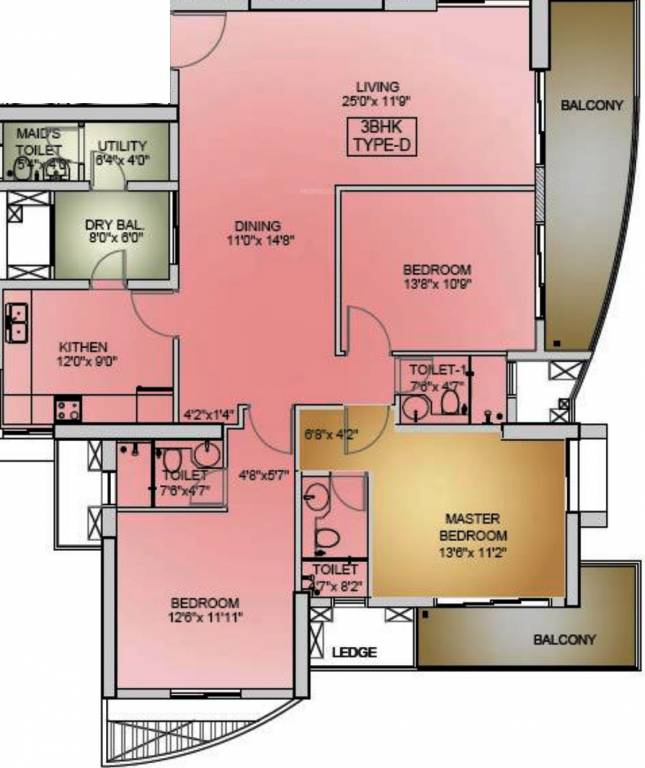 Tata Tritvam (3BHK+3T (2,188 sq ft) + Servant Room 2188 sq ft)