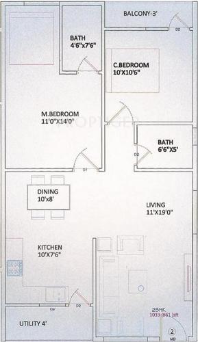 i1 Sri Sai Ganesh (2BHK+2T (1,059 sq ft) 1059 sq ft)