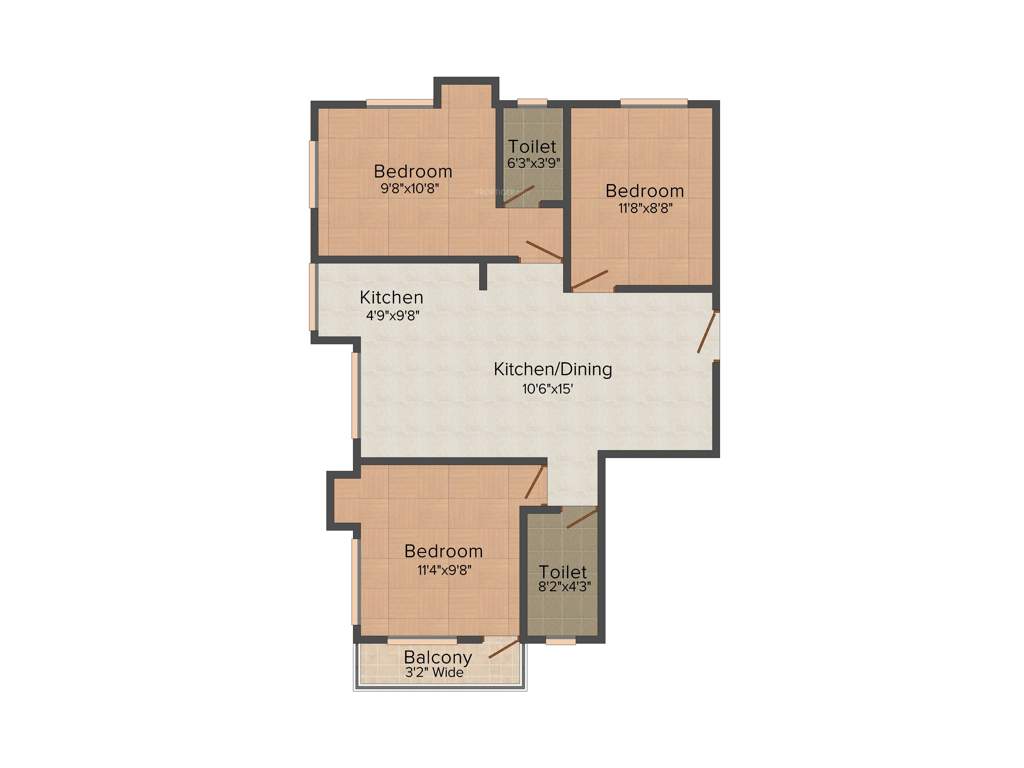 Trans Vajra (3BHK+2T (1,130 sq ft) 1130 sq ft)