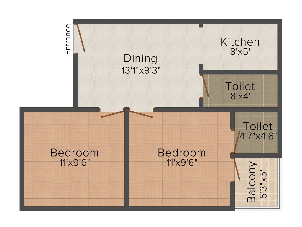 Cancun Klinton Tower (2BHK+2T (712 sq ft) 712 sq ft)