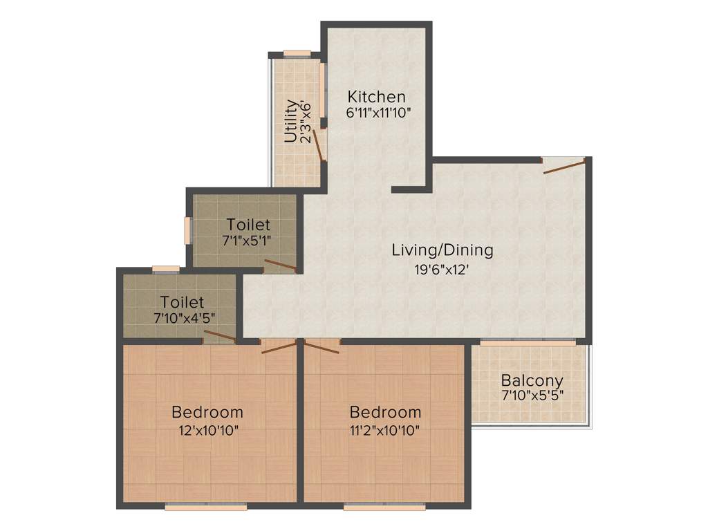 VBHC Serene Town (2BHK+2T (957 sq ft) 957 sq ft)