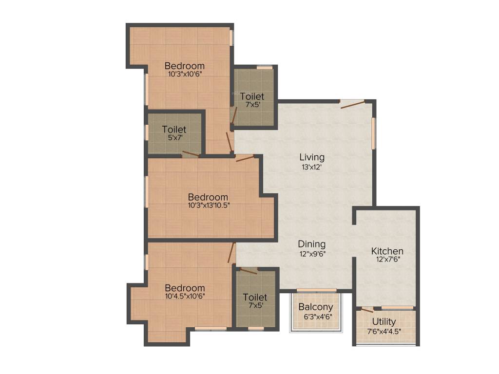 Rainbow Paradise (3BHK+3T (1,360 sq ft) 1360 sq ft)