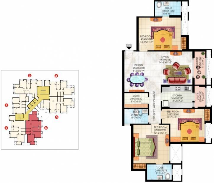Sahara City Homes Apartments Lucknow (3BHK+3T (1,700 sq ft) 1700 sq ft)