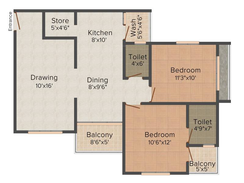 Shayona Tilak IV (2BHK+2T (1,305 sq ft) 1305 sq ft)