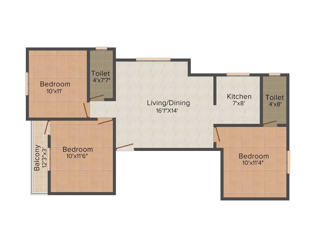 Pace Acyuta (3BHK+3T (1,025 sq ft) 1025 sq ft)