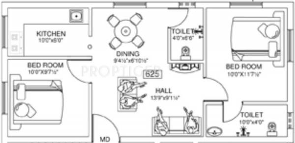 EGB Brindavan (2BHK+2T (625 sq ft) 625 sq ft)