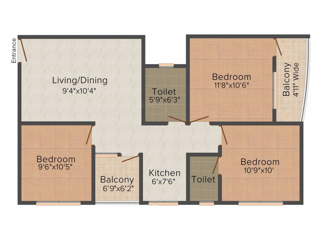 Aatreyee Rupadarshini (3BHK+2T (1,208 sq ft) 1208 sq ft)